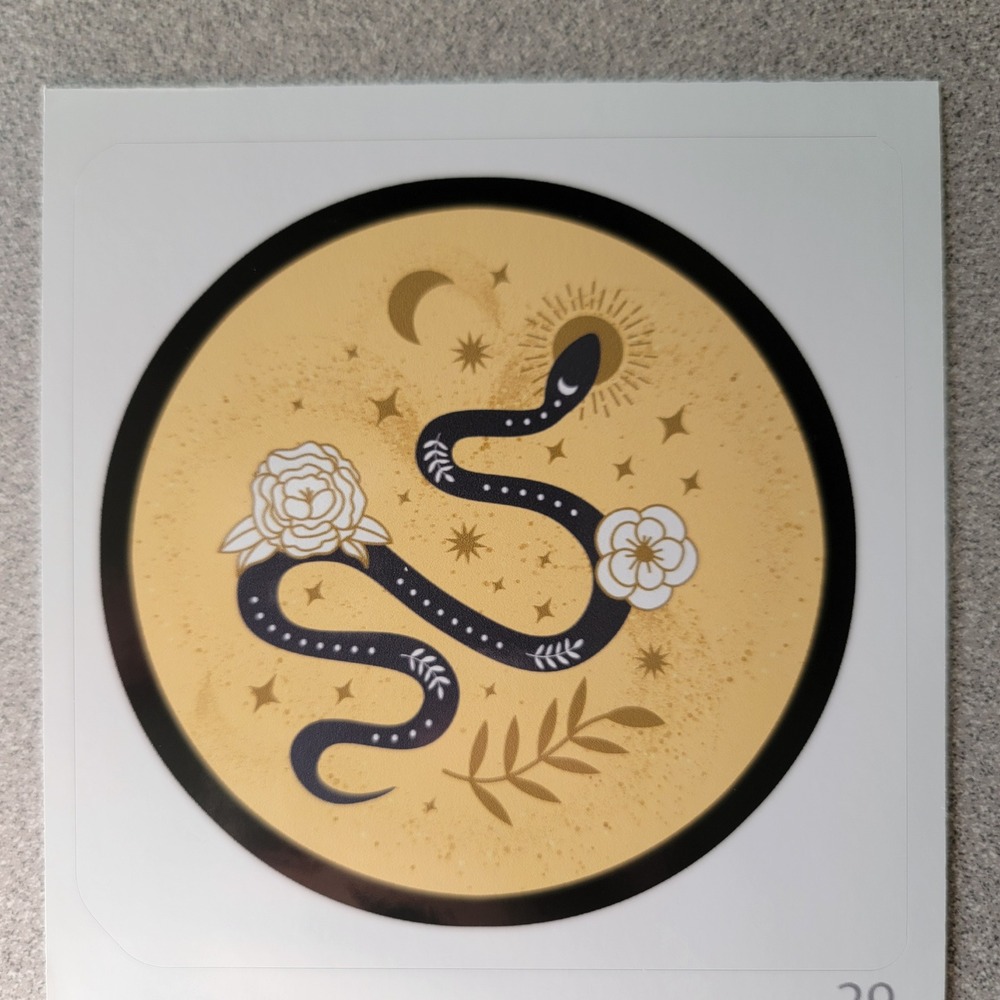 Snake Sticker Celestial Moon Stars Flowers Laptop Water‎ Bottle Decal
